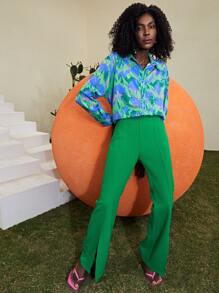 SHEINNeu Allover Print Drop Shoulder Blouse