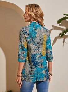 EMERY ROSE 滿版印花半排扣襯衫 - 彩色 - 查看 2