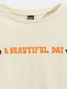 themindfulbutterflyy Letter & Floral Print Tee - Apricot - View 3
