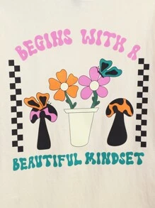 themindfulbutterflyy Letter & Floral Print Tee - Apricot - View 4