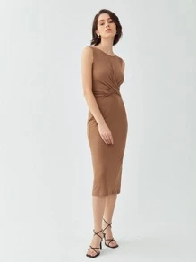 SHEIN Elegant Vlak Jurk Tie Terug Twist
