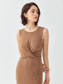SHEIN Elegant Vlak Jurk Tie Terug Twist