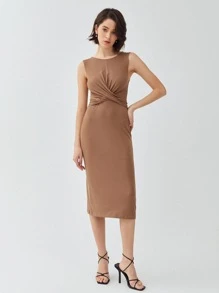 SHEIN Elegant Vlak Jurk Tie Terug Twist
