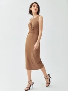 SHEIN Elegant Vlak Jurk Tie Terug Twist