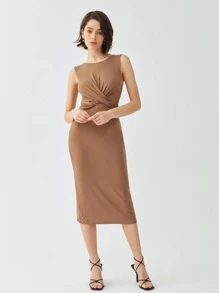 SHEIN Elegant Vlak Jurk Tie Terug Twist