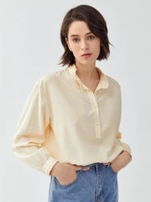 MOTF ECO VISCOSE FRILL NECK BLOUSE - Yellow - View 3