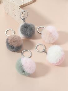 5pcs Pom Pom Charm Keychain for gifts, wallets, school bags, backpacks, and satchels - Multicolor - View 1