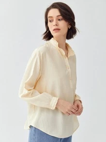 MOTF ECO VISCOSE FRILL NECK BLOUSE - Yellow - View 6