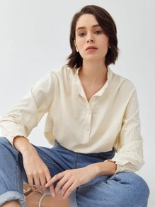 MOTF ECO VISCOSE FRILL NECK BLOUSE - Yellow - View 7