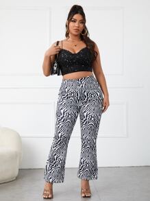 SHEIN Áo hai dây Plus Size Hội Chữ thập Dây kéo màu trơn Hấp dẫn - màu đen - Xem 5