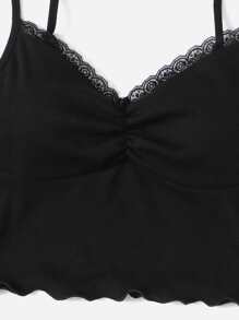 SHEIN EZwear Lace Trim Cami Top - Black - View 6