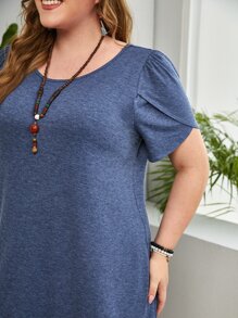 EMERY ROSE Vestido manga tulipán bajo con fruncido - Neblina azul - Ver 5