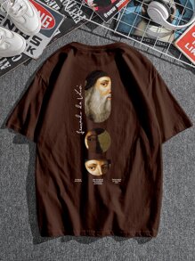 Manfinity Men Figure & Letter Graphic Tee - Coffee Brown - View 1