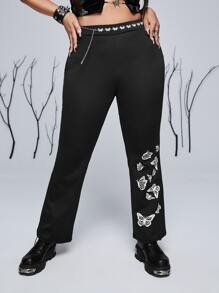 PUNK Quần Plus Size Loại bướm Giải trí - màu đen - Xem 1