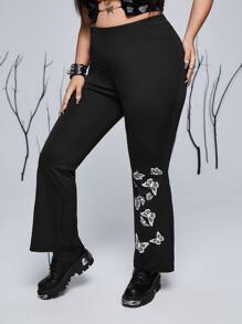 PUNK Quần Plus Size Loại bướm Giải trí - màu đen - Xem 3
