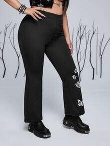 PUNK Quần Plus Size Loại bướm Giải trí - màu đen - Xem 4