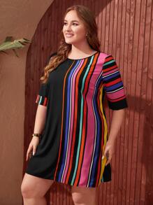 EMERY ROSE Đầm Plus Size Sọc Giải trí - Nhiều màu - Xem 3