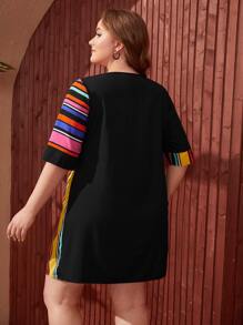 EMERY ROSE Đầm Plus Size Sọc Giải trí - Nhiều màu - Xem 2