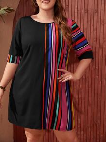 EMERY ROSE Đầm Plus Size Sọc Giải trí - Nhiều màu - Xem 1