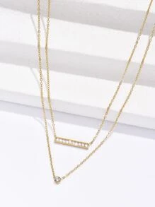 水鑽細節多層次項鍊 - 金黃色 - 查看 2