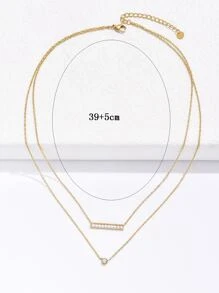 水鑽細節多層次項鍊 - 金黃色 - 查看 3