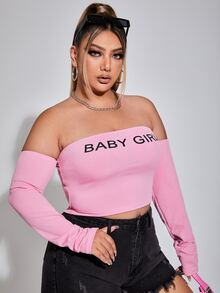 áo nữ kích thước lớn Lá thư Giải trí - Màu Hồng baby - Xem 3