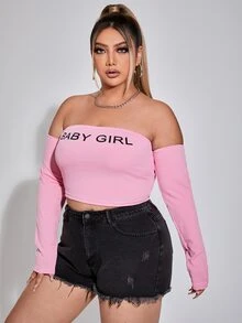 áo nữ kích thước lớn Lá thư Giải trí - Màu Hồng baby - Xem 5