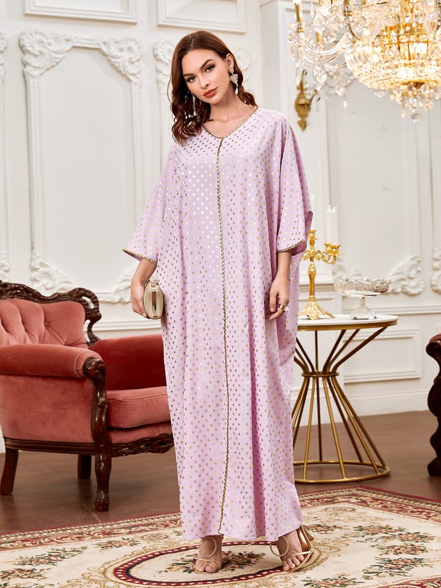 SHEIN Najma Kaftan & Jalabiya Hình học Tất cả trên in Hấp dẫn - Màu Hồng baby - Xem 1