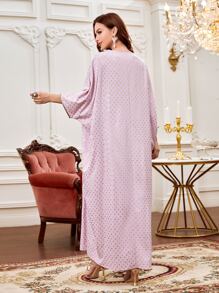 SHEIN Najma Kaftan & Jalabiya Hình học Tất cả trên in Hấp dẫn - Màu Hồng baby - Xem 2