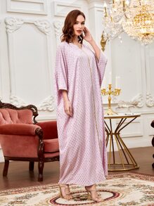 SHEIN Najma Kaftan & Jalabiya Hình học Tất cả trên in Hấp dẫn - Màu Hồng baby - Xem 4