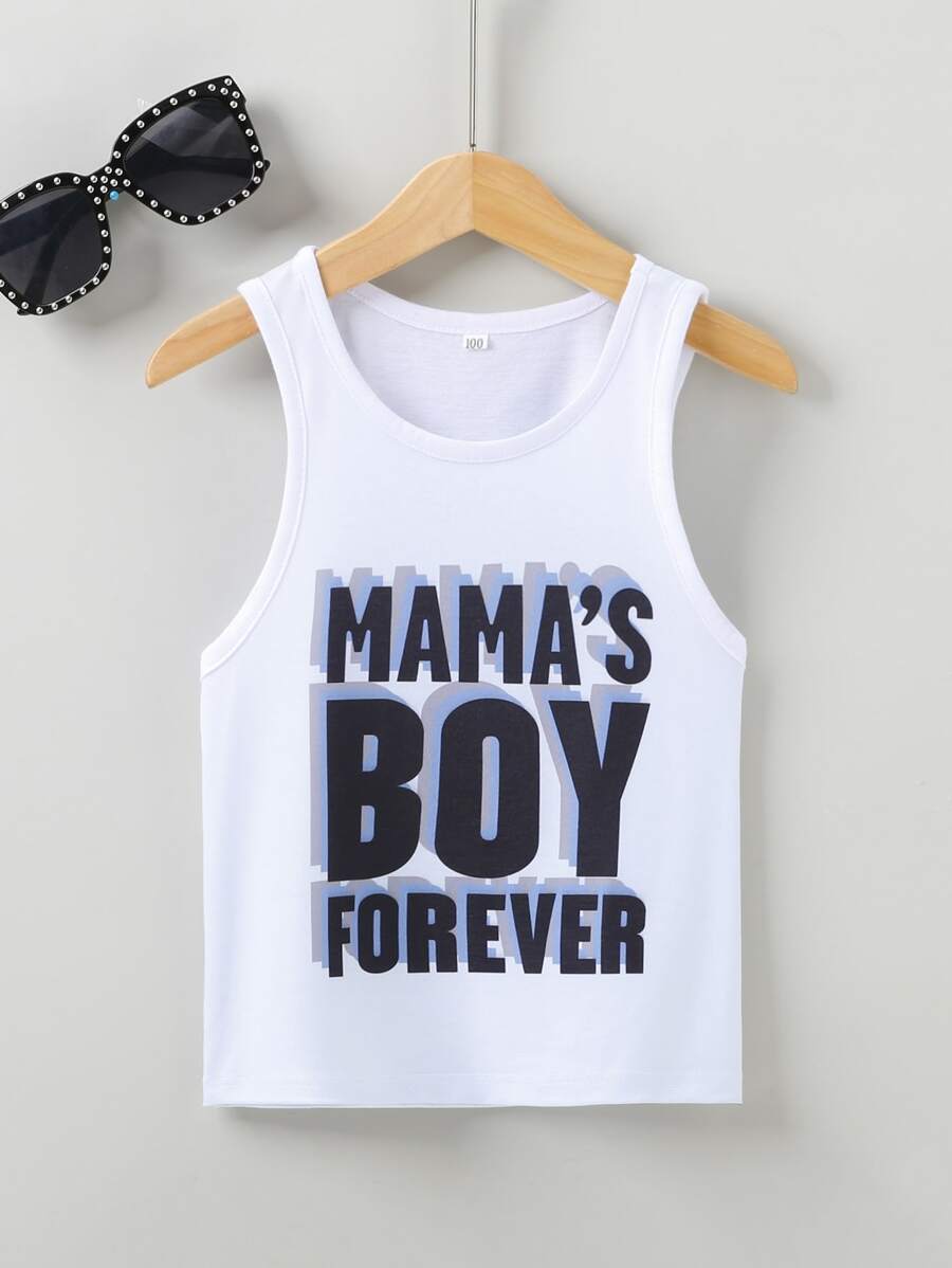 SHEIN Young Boy Slogan Graphic Tank Top