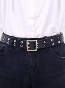 Thắt lưng khóa kim loại trang trí dây giày Steampunk cho áo khoác và váy - màu đen - Xem 2