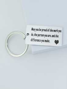 Slogan Graphic Geometric Charm Keychain - Bạc - Xem 2