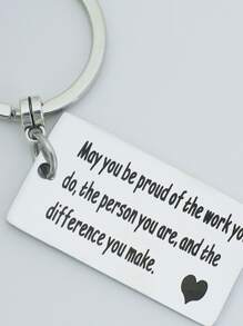 Slogan Graphic Geometric Charm Keychain - Bạc - Xem 3