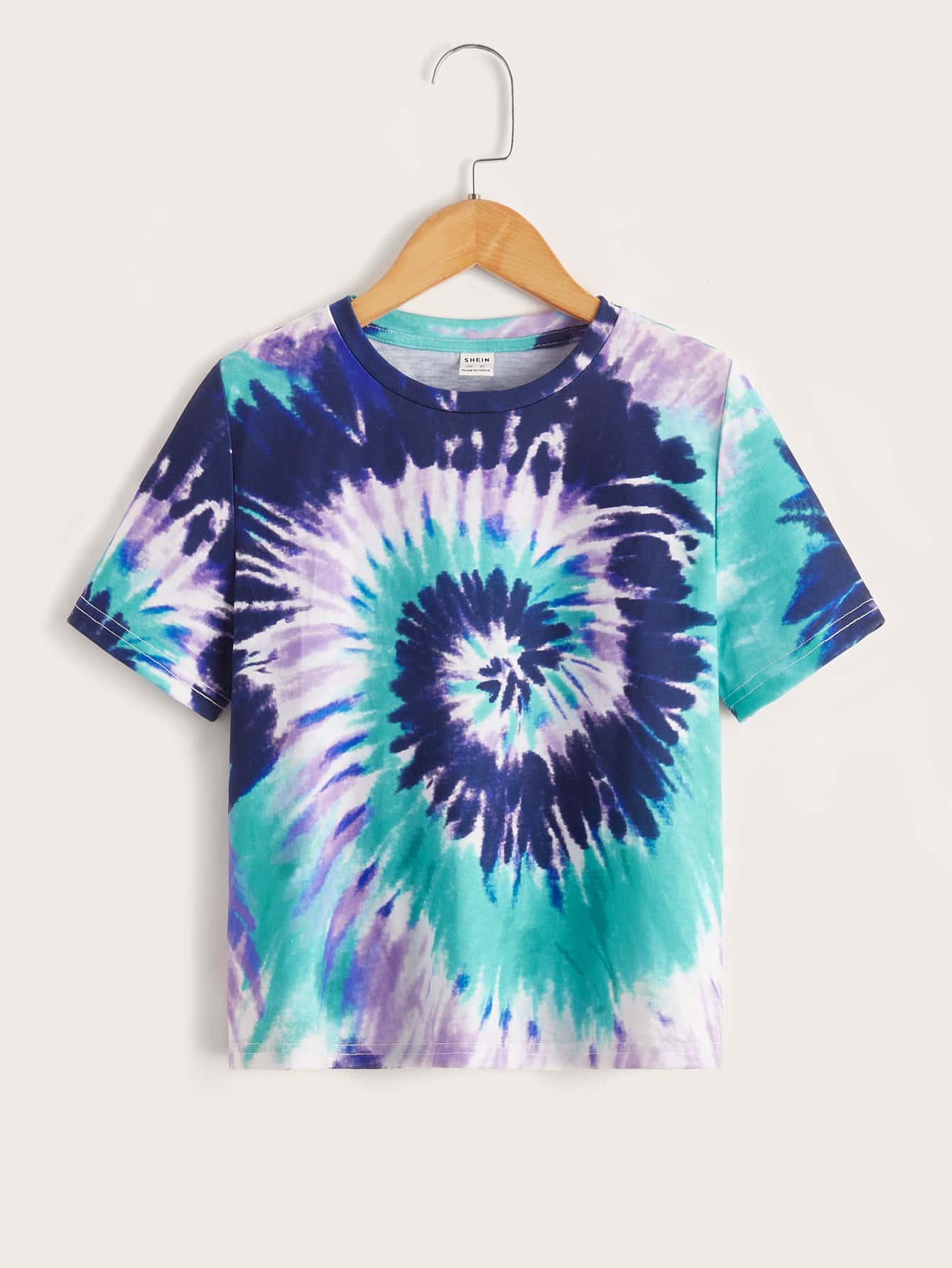 SHEIN Girls Tie Dye Round Neck Tee - Multicolor - View 1