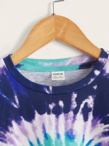 SHEIN Girls Tie Dye Round Neck Tee - Multicolor - View 4