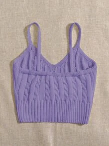 SHEIN Unity Cable Knit Cami Top - Violet Purple - View 2