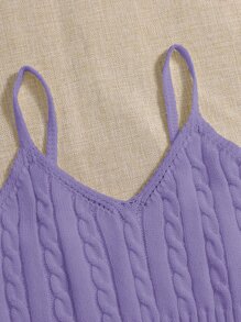 SHEIN Unity Cable Knit Cami Top - Violet Purple - View 4