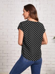 EMERY ROSE Áo sơ mi nữ Chấm bi Boho - màu đen - Xem 3