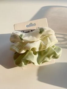 3入組格紋和心形印花鬆緊帶，休閒風格 - 綠色 - 查看 3