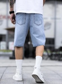 Manfinity Men Slant Pocket Denim Shorts - Light Wash - View 2