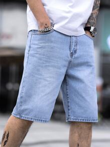 Manfinity Men Slant Pocket Denim Shorts - Light Wash - View 8