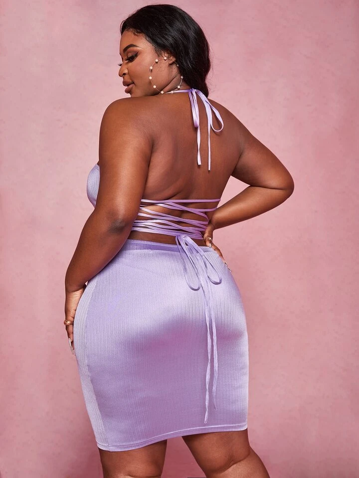 Our Plus Lace Up Backless Bodycon Dress is such a vibe