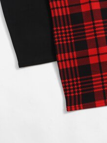 SHEIN Young Girl 2pcs/Set Plaid Suspenders Dress Suitable In Spring And Summer - Multicolor - View 4