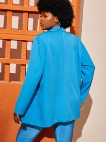 SHEINNeu Plus Single Breasted Blazer - Blue - View 4