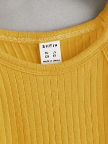 SHEIN Leap Crew Top De Halter De Punto De Costilla De Sólido De 3 Piezas Para Niña Preadolescente - Multicolor - Ver 6