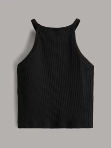 SHEIN Leap Crew Top De Halter De Punto De Costilla De Sólido De 3 Piezas Para Niña Preadolescente - Multicolor - Ver 9