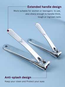 BIGBEAK 2pcs Anti-splash Nail Clipper - Silver - View 4