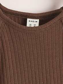 SHEIN Girls 3pcs Cotton Ribbed Knit Solid Halter Top - Multicolor - View 5