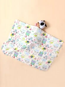 2 piezas Manta de recepción del bebé con estampado de dibujos animados - Multicolor - Ver 3